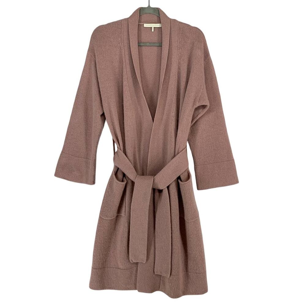 Naked Cashmere Long Cardigan Robe Pink Tie Waist 100% Cashmere N14228